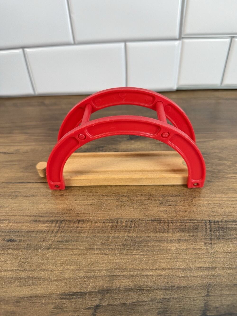 Vintage Thomas & Friends Arched Red Bridge Over Railway Track Stacking Riser